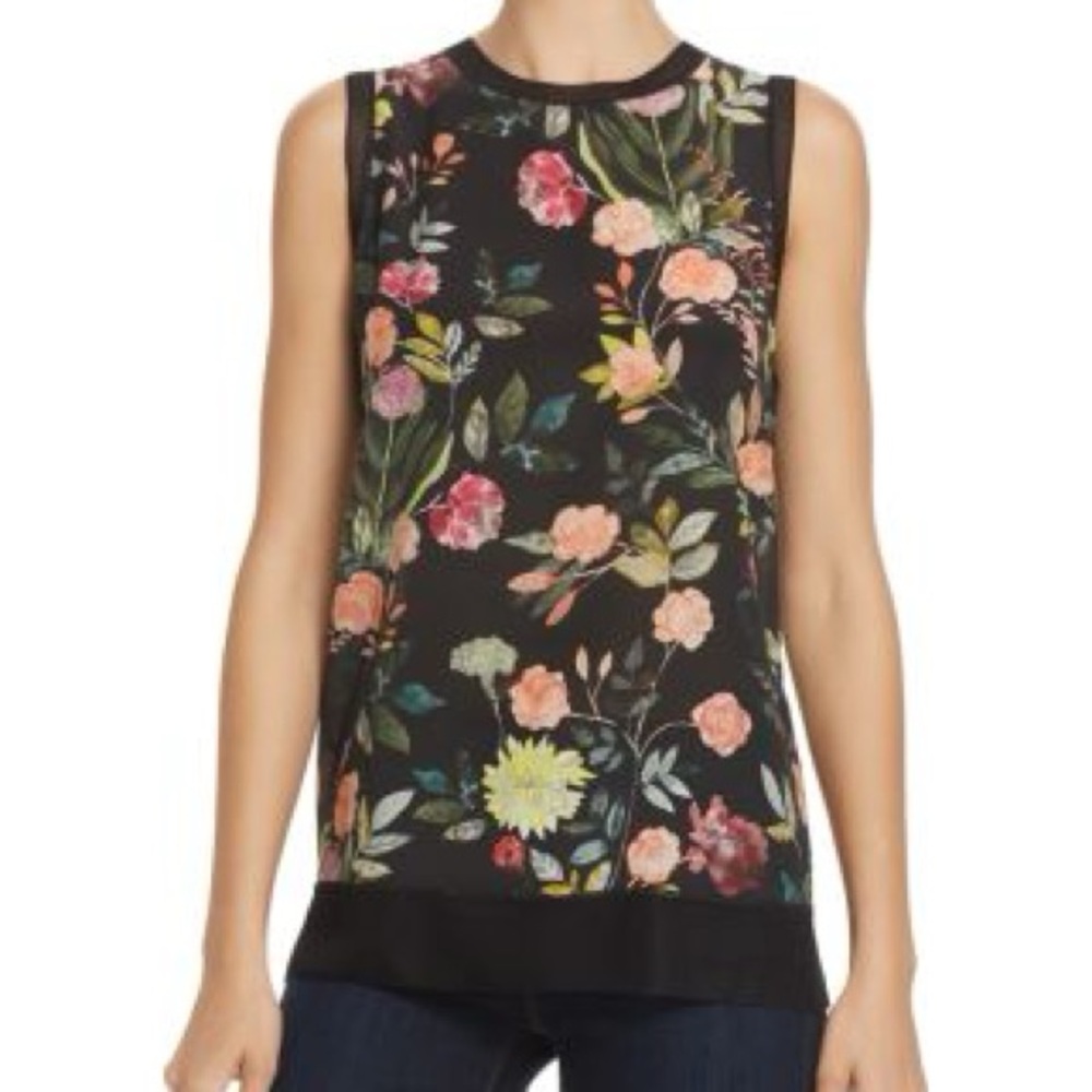 Theory Lewie Floral Print Silk Tank (Size S)